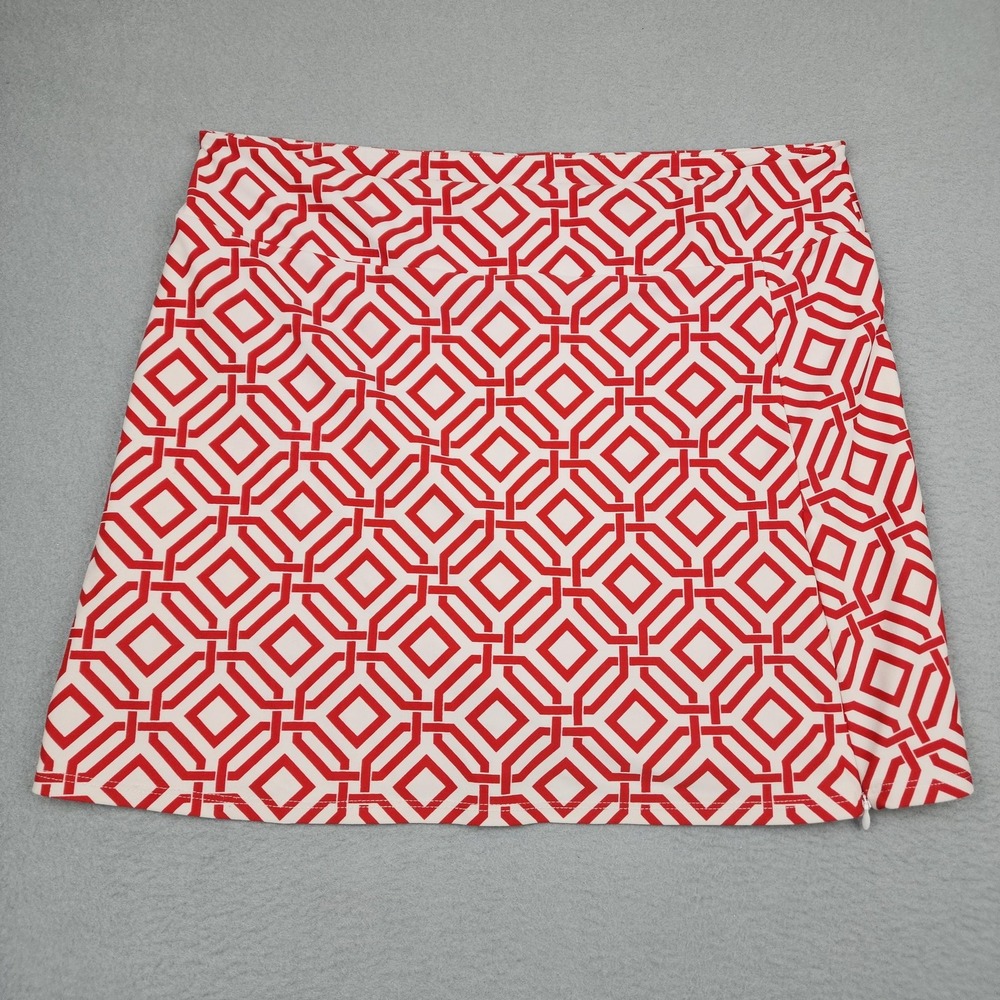 Jude Connally Skort Womens M Red Geometric Print Jersey Stretch Built In Shorts